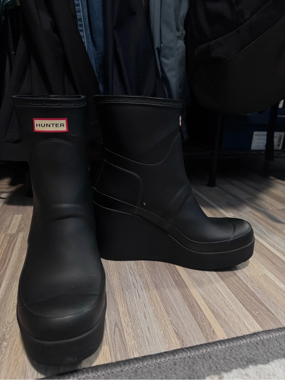 Hunter Black Wedge Rain Boots